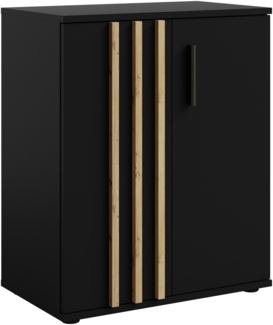 AX LIVING Kommode Schmal Turell 2D – 60 cm breit, Schwarz mit Lamellen