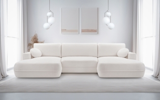 AX LIVING Sofa U Form mit Schlaffunktion Peoni 364 cm stilvolles Weiß