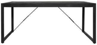 BENEDO MÖBEL Esstisch Bori Schwarz – Mangoholz Tisch 8 cm Platte U-förmigem Metallgestell