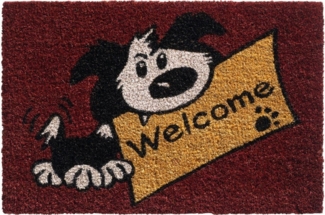 matches21 HOME & HOBBY Fußmatte Kokosmatte Welcome Spruch Hund als aussen Sauberlaufmatte, rechteckig, Höhe: 15 mm, Rutschfeste Kokos-Türmatte als Outdoor Schmutzfangmatte 40x60 cm