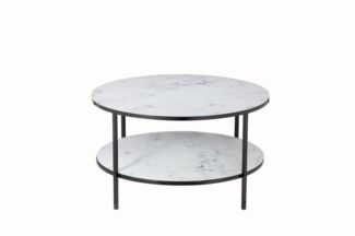 Couchtisch Ø80cm Marmor Optik Glastisch Sofatisch Beistelltisch Wohnzimmer Tisch