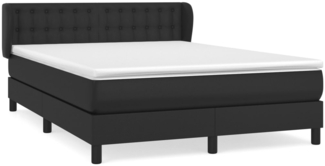 Boxspringbett mit Matratze, Chesterfield, Kopfteil breit, Schwarz 140x200 cm Kunstleder