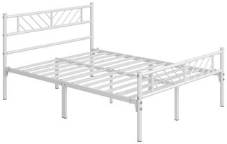 Yaheetech Metallbett 140x200 cm Minimalistischer Bettrahmen mit Kopfteil Gästebett mit Lattenrost für Schlafzimmer Gästezimmer 32cm Höhe unter dem Bett Weiß