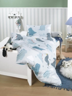 Carpe Sonno Babybettwäsche 100x135 Süße Babybett Bettwäsche Neugeborene Kleinkind Baby Bettbezug, Renforce, 2 teilig, Blau Grau Bettset Jungs 100% Baumwolle Säugling