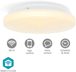 SmartLife Deckenleuchte | Wi-Fi | RGB / Warm bis kühlen weiß | Rund | Durchmesser: 260 mm | 1820 lm | 2700 - 6500 K | IP44 | Energieklasse: F | Android™ / IOS