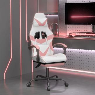 vidaXL Gaming-Stuhl mit Fußstütze Weiß und Rosa Kunstleder