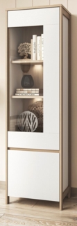 Vitrine Finnes in weiß und Eiche 58 x 195 cm