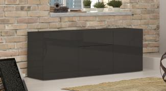 Sideboard >Mercogliano< in Anthrazit Hochglanz - 170x60.5x40cm (BxHxT)