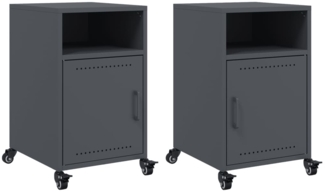 vidaXL Nachttische 2 Stk. Anthrazit 36x39x59 cm Stahl 846721