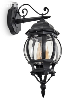 hofstein Außen-Wandleuchte »Meyen« Wandlampe abwärts aus Metall/Glas in Schwarz/Klar, ohne Leuchtmittel, Wandleuchte mit E27, Außenleuchte, IP44