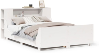 vidaXL Massivholzbett ohne Matratze Weiß 150x200 cm Kiefernholz 3323765