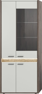 Vitrine Jalena in grau und Nox Eiche 82x198 cm