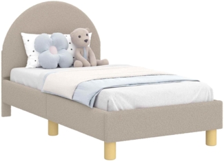 vidaXL Kinderbettgestell mit Kopfteil Hellgrau 70x140 cm Schafstoff 42011026