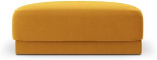 Micadoni Samtstoff Pouf Hocker Miley | Bezug Yellow | Beinfarbe Black Plastic