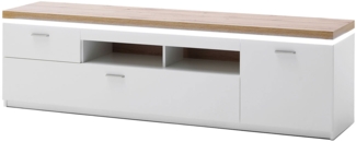 TV-Element Celine / Cali , Holzwerkstoff , Weiß, Holzfarben , 195 x 57 x 44 cm