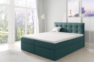 Boxspringbett OVIEDO 160x200 cm Stoff Meeresgrün