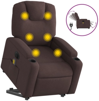 vidaXL Elektrischer Massagesessel mit Aufstehhilfe Dunkelbraun Stoff 3204409