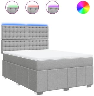 vidaXL Boxspringbett mit Matratze Hellgrau 140x190 cm Stoff 3293977