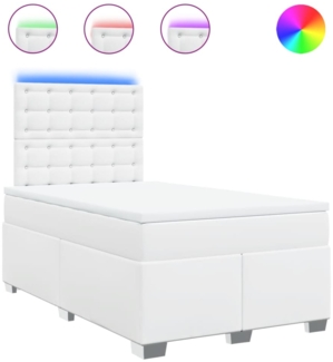 vidaXL Boxspringbett mit Matratze Weiß 120x190 cm Kunstleder 3293013
