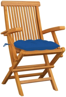 vidaXL Gartenstühle mit Blauen Kissen 6 Stk. Massivholz Teak 3062566