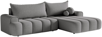 Selsey 'Dandelino' Ecksofa mit Schlaffunktion, Stauraum und Bouclé-Bezug, grau, rechts, 80 x 275 x 168 cm