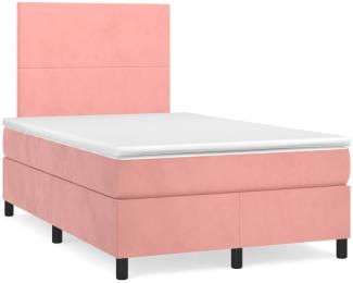 vidaXL Boxspringbett mit Matratze & LED Rosa 120x190 cm Samt 3270304