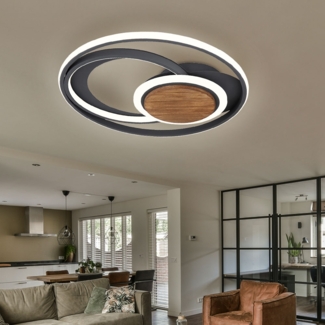 LED Deckenleuchte, Holz, dunkelbraun graphit, D 49,5 cm