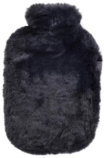 Wärmflasche mit Bezug Flauschbezug Extra Soft Schwarz 2 L Fashy 67381-20