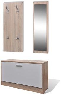 Garderoben Flur 3-in-1 Schuhschrank Schuhkipper Spiegel 241246