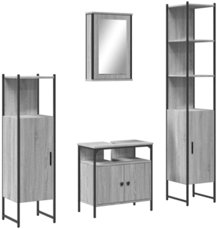 vidaXL 4-tlg. Badmöbel-Set Grau Sonoma Holzwerkstoff 3214828