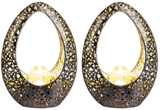 2er Set LED Solarleuchte, bronze gold, oval, H 27,5 cm