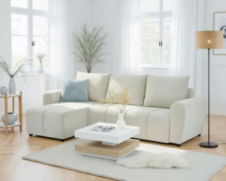 Home affaire Ecksofa Nortrud, 241 cm, L-Form, mit Schlaffunktion u. Bettkasten, Recamiere rechts / links montierbar, Feinstruktur-Bezug