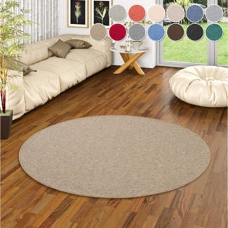 my home Teppich Fortis, Schlinge, Made in Netherlands, rund, Höhe: 5 mm, Uni Farben, gekettelt, strapazierfähig, Wohnzimmer