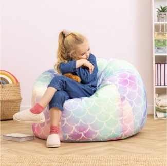 Icon Meerjungfrau Sitzsack Kinder, Webstoff, Sitzsack mit Füllung, Bequemer Kinder Sessel, Kuschelsessel, Lese Sessel, Schlafzimmer, Kinderzimmer, Wohnzimmer