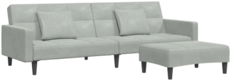 vidaXL Schlafsofa 2-Sitzer mit Fußhocker Hellgrau Samt 3258116