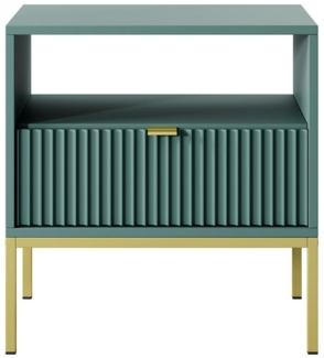 MOEBLO Nachttisch Light S54 (Nachtkommode mit gerillter Front, goldenen Metallbeinen & Schublade, Beistelltisch fürs Schlafzimmer), (HxBxT):56x54x39cm