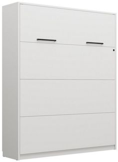 QMM TraumMöbel Schrankbett Wandbett modern vertikal GN 160 x 200 mit LED weiß congo eiche (Möbelstück, 1-St, Schrankbett vertikal 160x200) vertikal klappbar