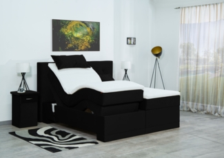 Meisterbetten Boxspringbett Lapi 120x220 in VS-Schwarz, Matratzenbezug Nano, Ergoflex-Topper