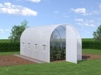 Vente-unique - Foliengewächshaus Folientunnel mit Tür - 9 m² - 450 x 200 x 200 cm - Verzinkter Stahl - ALOCASIA