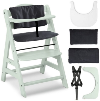 Hauck Hochstuhl Alpha Plus Mint - Charcoal (Set), Mitwachsender Kinderhochstuhl mit Essbrett Click Tray & Sitzkissen