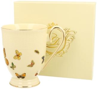 DUO ECRU Becher 400 ml BUTTERFLIES New Bone China Porzellan