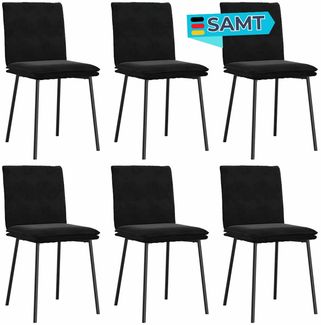 Esszimmerstühle VERA 6er Set Schwarz Samt | Polsterstühle Küchenstuhl Wohnzimmerstühle Essstühle bequem