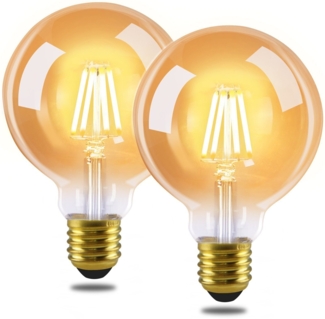 ZMH 2er-Pack E27 LED-Glühbirnen im Vintage-Stil – G95 2700 K 4 W Edison-Glühbirne mit warmweißem Glühfaden, ideal für Zuhause, Hotel, Café, Bar