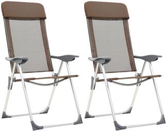 vidaXL Klappbare Campingstühle 2 Stk. Aluminium Braun 44310