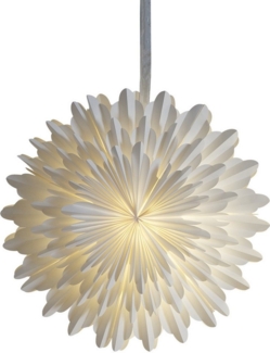 STAR TRADING Hängeleuchte Papierstern Snow, Ø 50 cm, mit 6 Stunden Timer, Timerfunktion, LED fest integriert, Warmweiß, inkl. LED Lichterkette "Lighty", einfach und elegant