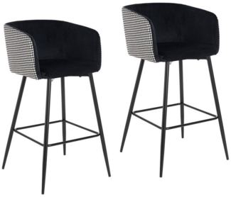 HTI-Living Barhocker Barhocker Delray 2er-Set (Set, 2 St, 2 Stühle), Tresenstuhl mit Lehne Samt Muster