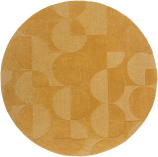 Kadima Design Eleganter Wollteppich "Deben Noah" -, Rutschfest. Farbe: Senfgelb, 160x160 cm