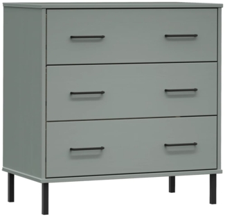 vidaXL Sideboard OSLO mit 3 Schubladen Grau 77x40x79,5 cm Massivholz 350980