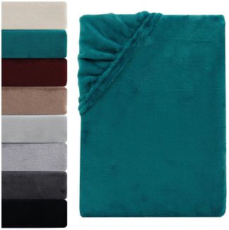 Visaggio Spannbettlaken Cashmere Touch Winter Spannbetttuch Super Soft Bettlaken, Nicki, Gummizug: rundum, Flauschig warmes Teddyplüsch, Einfarbig