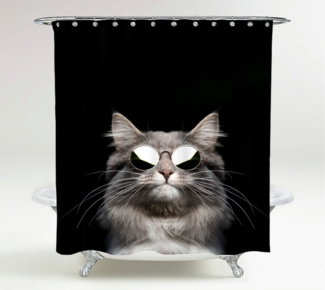 Sanilo Duschvorhang Cool Cat 180x200 cm, 100% wasserdicht, Anti-Schimmel-Effekt, hochwertige Qualität